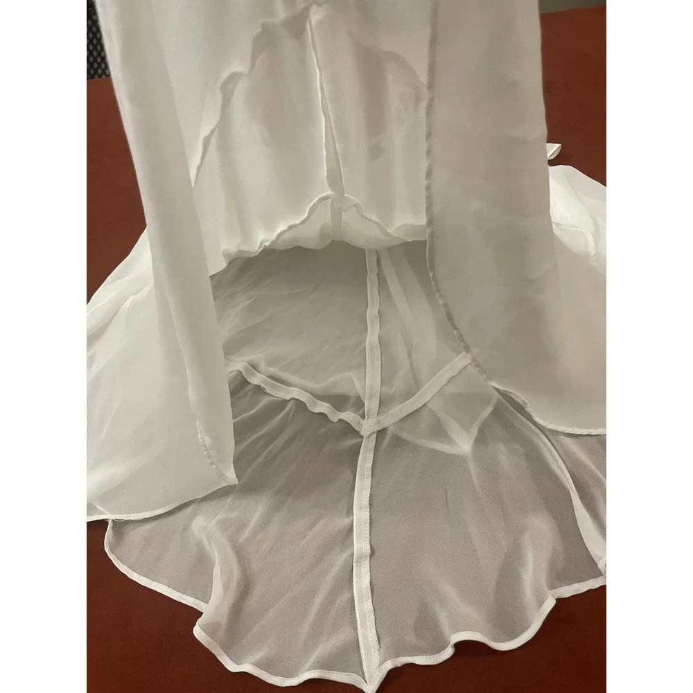 In Bloom By Jonquil Gown Womens Large White Chiffon Ruffle Babydoll Sleeveless